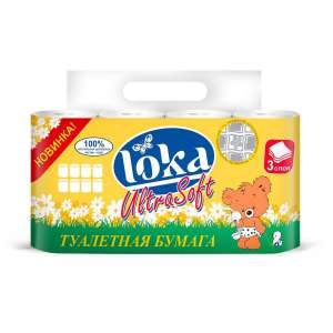 Бумага туалетная "LOKA ultra soft" 3-х сл. 8 шт. (21 м)  1/8